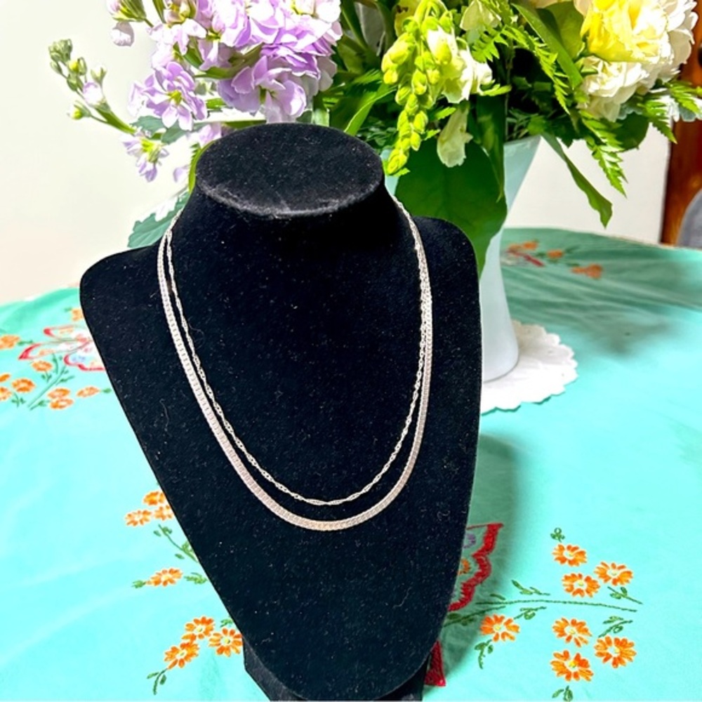 2 White Gold Plated Chains
